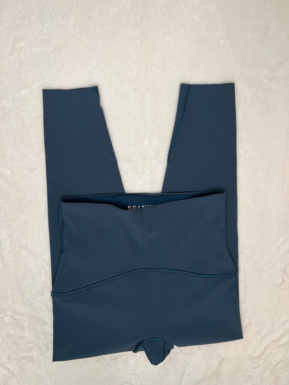SPANX Deep Teal Ribbed High-Waist Leggings